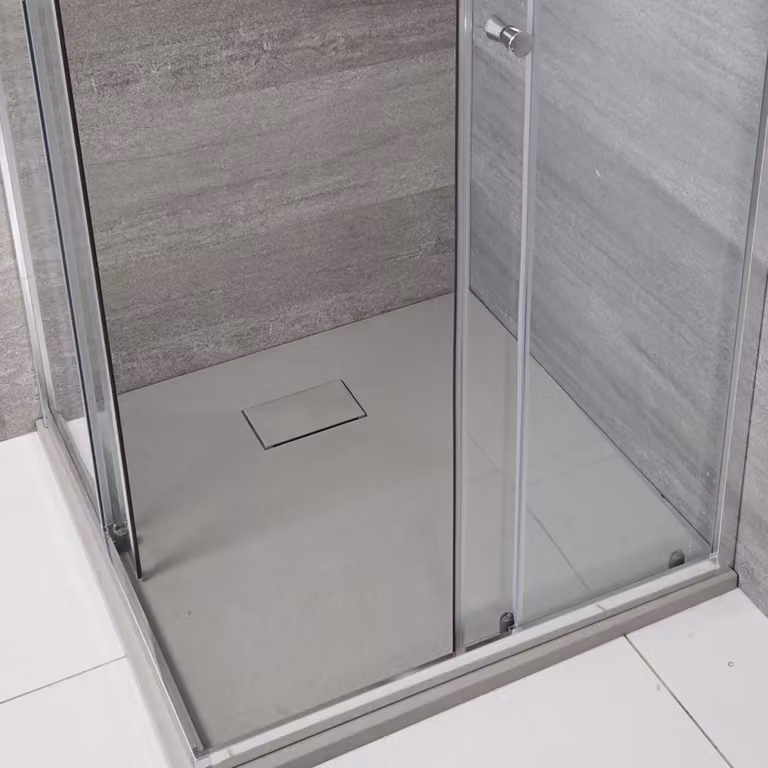 Piatto Doccia Effetto Ardesia Grigio Chiaro - 900mm x 900mm - senza Kit di Rialzo - Rockwell