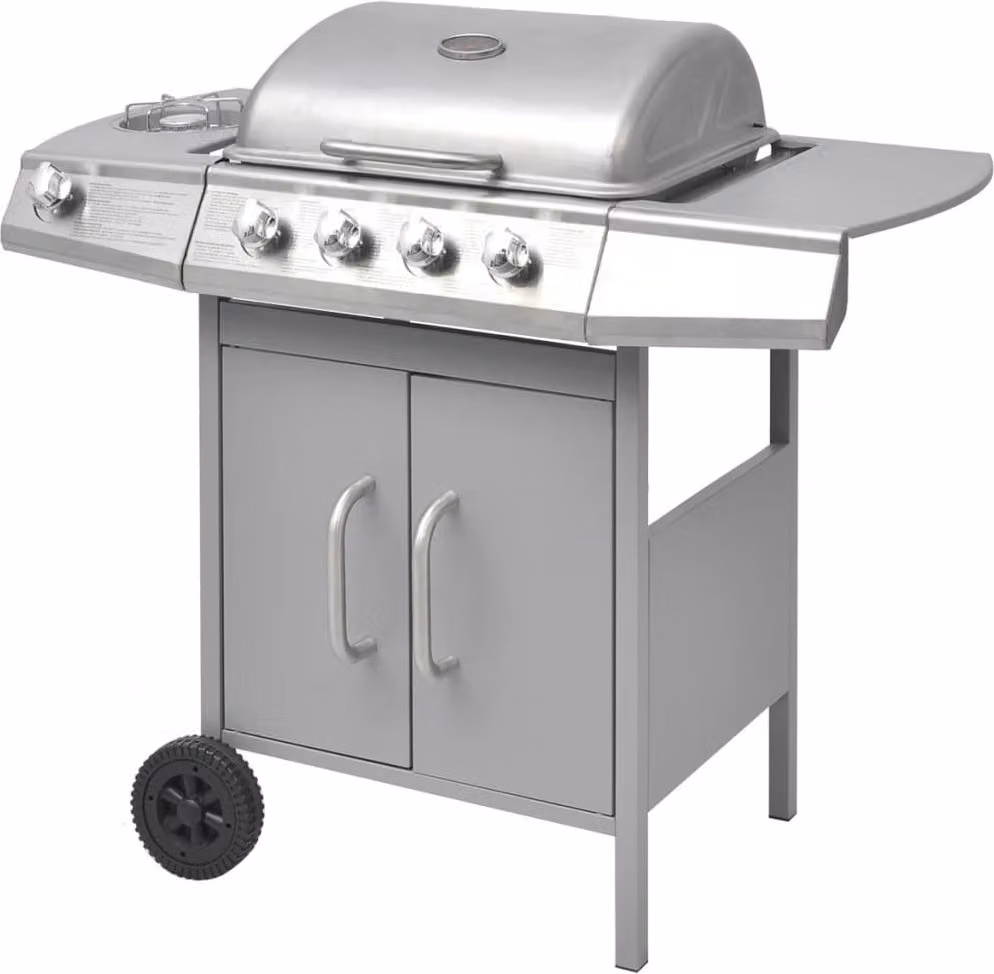 vidaXL Barbecue a gas 4+1 fiamme argento