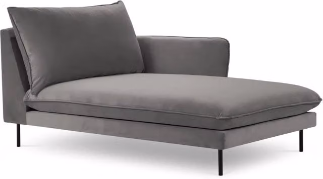 Chaise longue destra Vienna di Cosmopolitan Design in velluto grigio chiaro L/P/H: 130 x 95 x 95 cm – 1