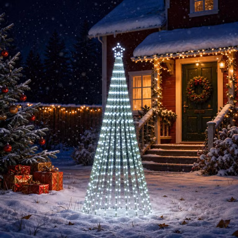 vidaXL Albero di Natale LED 250 cm 475 LED Bianco freddo Acciaio Nero