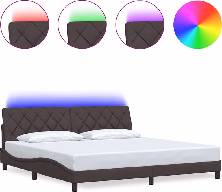 Giroletto con LED senza Materasso 200x200 cm in Tessuto