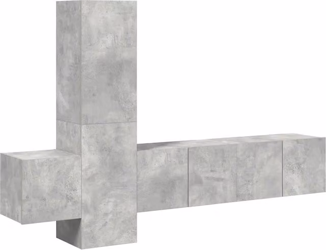 Set di Mobili Porta TV 5 pz | Armadietto TV | Mobile Porta TV Grigio Cemento in Legno Multistrato