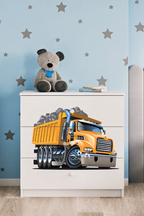 Cassettiera per bambini camion nel colore bianco Babydreams