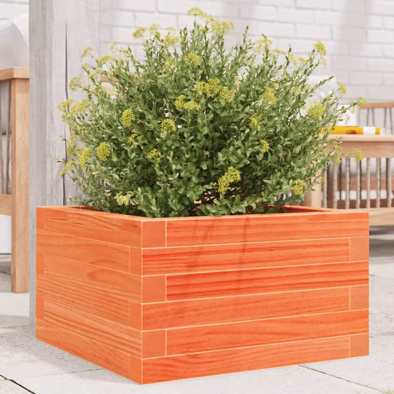 Fioriera da giardino vidaXL in legno di pino marrone e arancione L/P/H: 40 x 40 x 23 cm