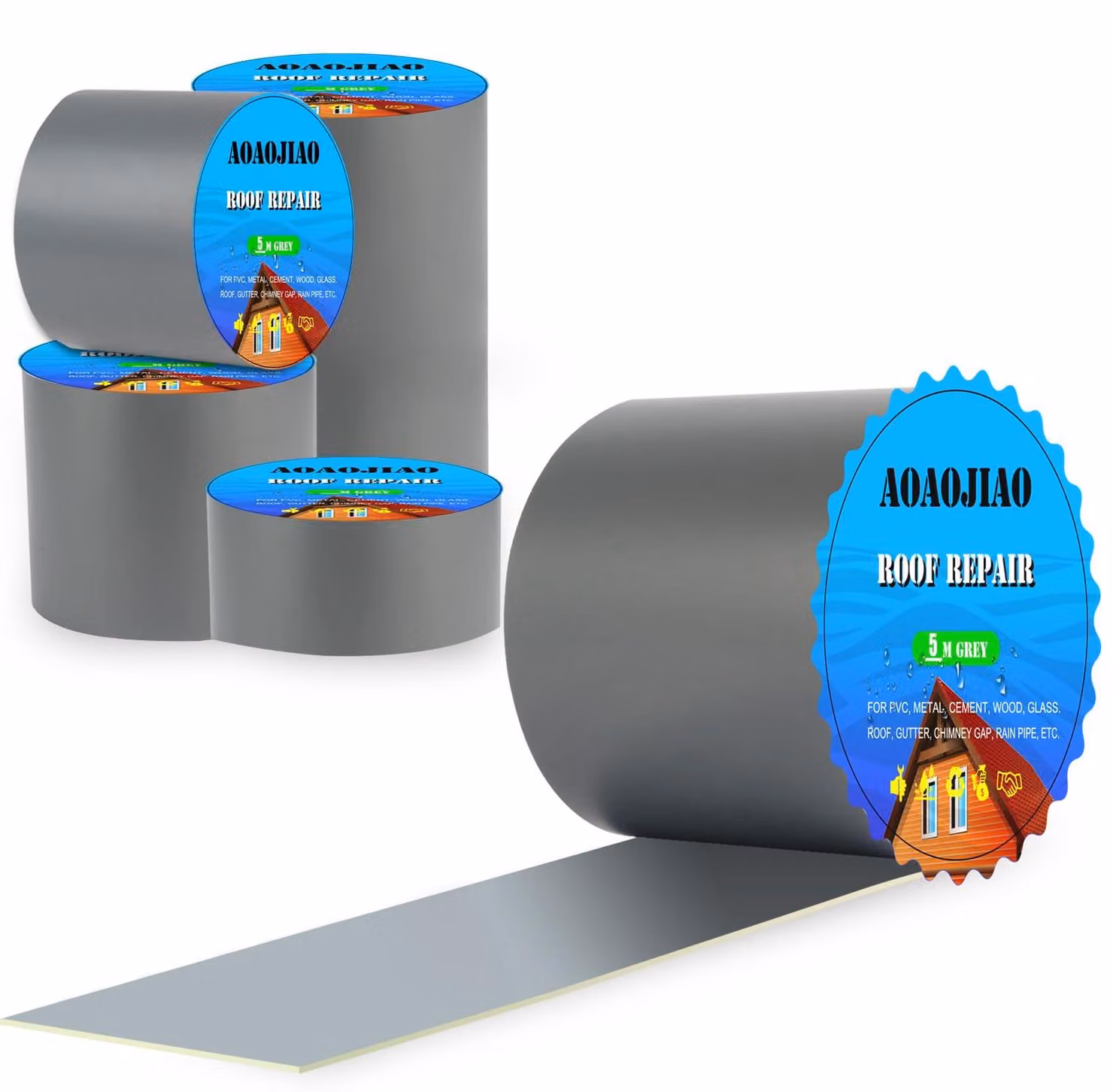 Nastro riparatore per grondaie, nastro bituminoso, autoadesivo, nastro impermeabile per esterni (5 cm x 5 m)