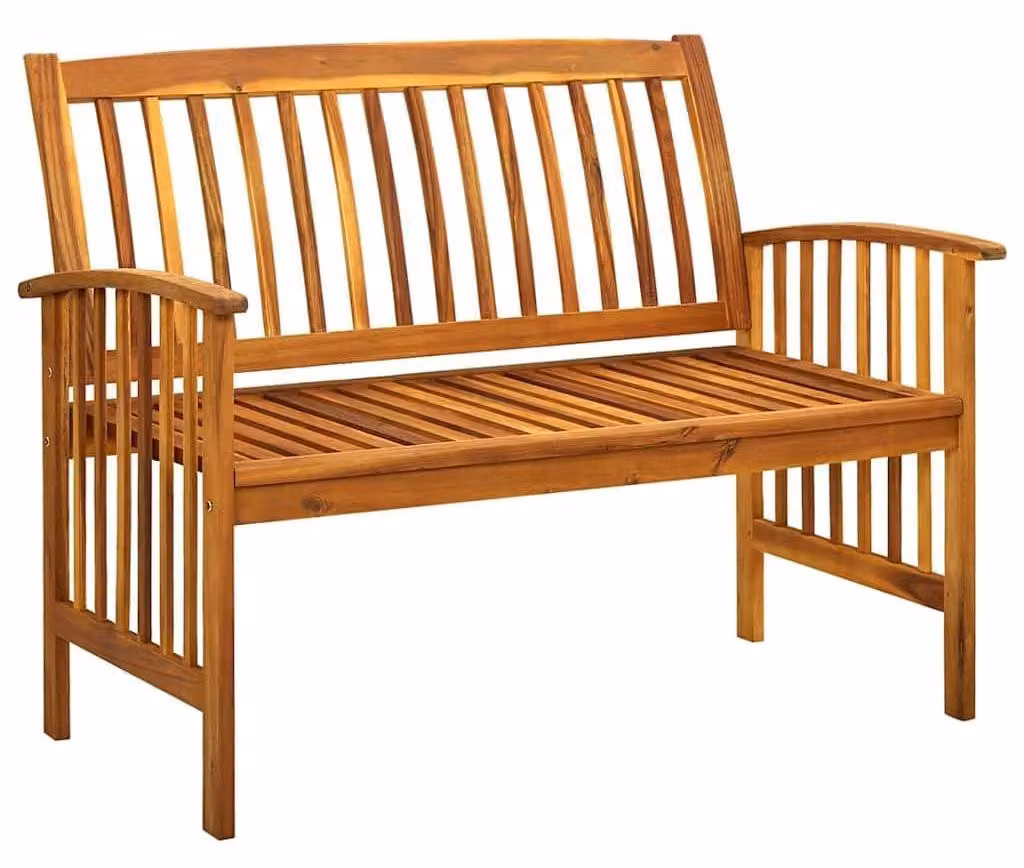 Panca da giardino in legno di acacia massello con cuscino, 119 cm