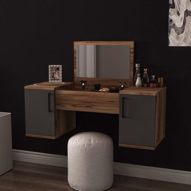 Toeletta DMORA con specchio, design moderno, L: 100 cm, P: 36 cm, H: 74 cm
