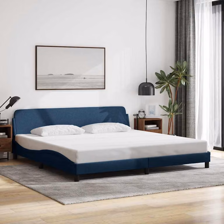 Giroletto vidaXL Dover Blu in Tessuto con Listelli in Legno L: 200 cm, P: 200 cm, H: 74,5 cm