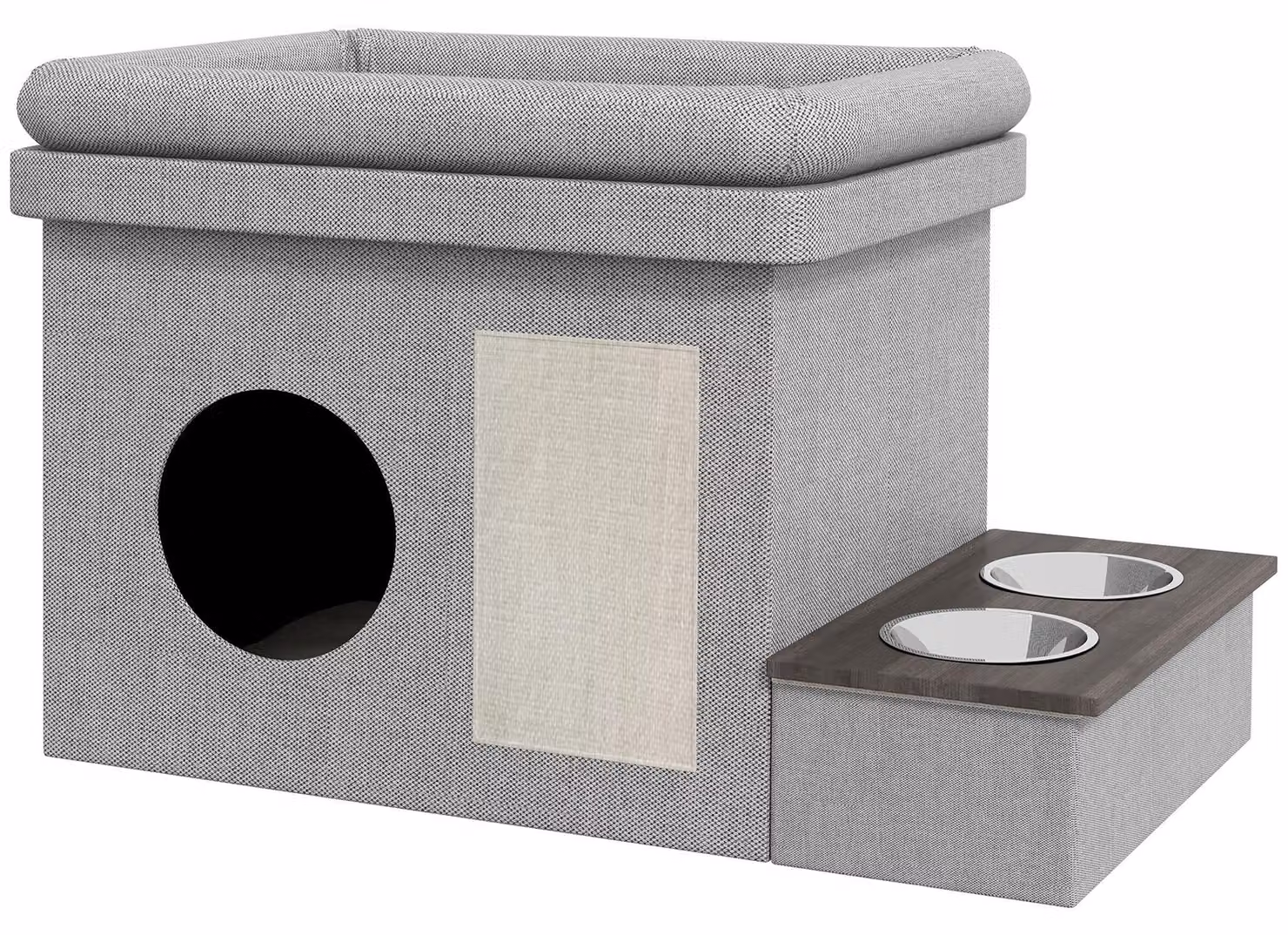 Cuccia per gatti - Rifugio per gatti - Alloggio per gatti - Cesto per gatti - Arredamento per gatti - Con 2 ciotole in acciaio inossidabile
