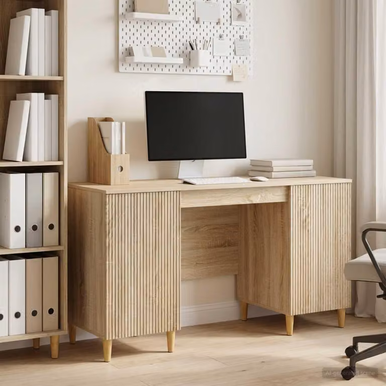 Maison Exclusive - Scrivania in rovere Sonoma 142,5 x 50 x 75 cm, materiale a base di legno