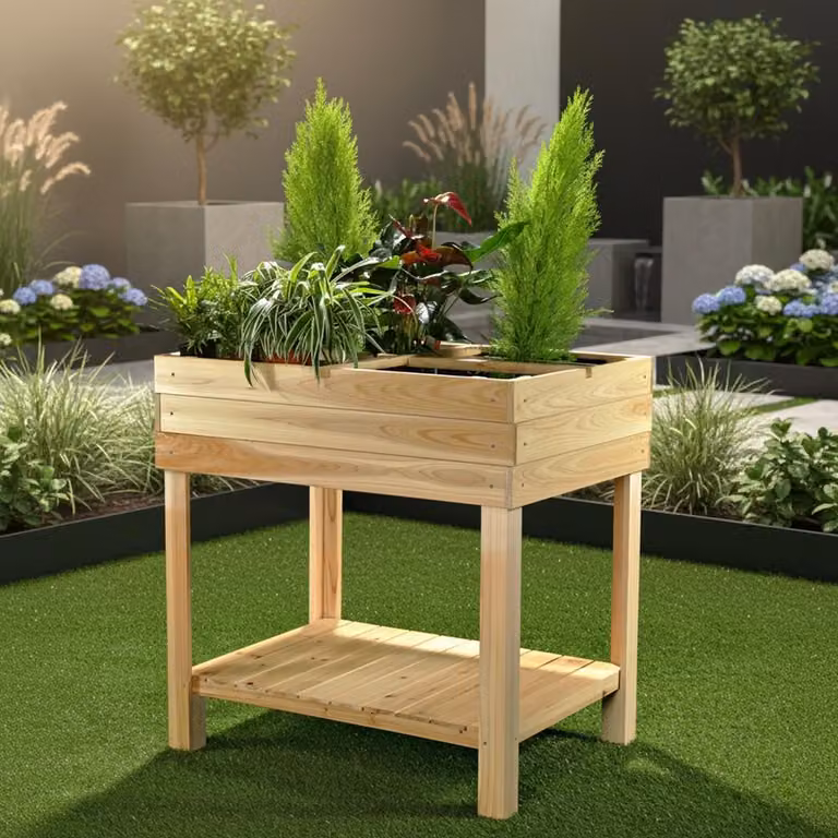 Letto rialzato a 4 scomparti letto da giardino fioriera in legno fioriera tavolo per piantare verdure