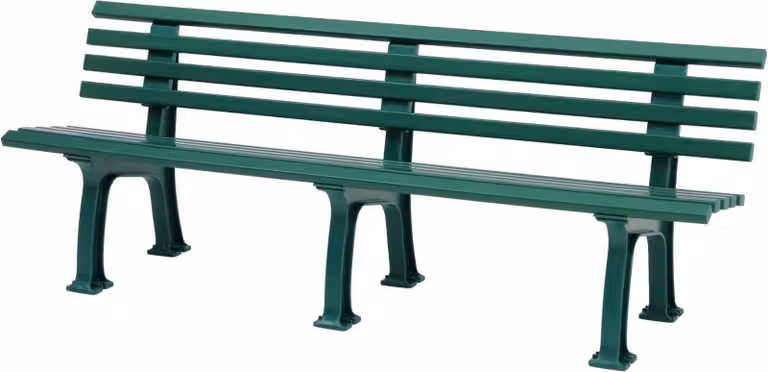 Panchina da giardino Antigua | 4 posti | Verde | HxLxP 74x200x54cm | Plastica resistente agli agenti atmosferici e ai raggi UV | Panchina da parco Panchina da esterno Balcone da giardino Terrazza