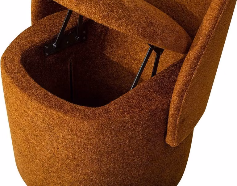 Designer Oranger Polsterstuhl Hocker-Stuhl Mit Stauraum Esszimmer Möbel