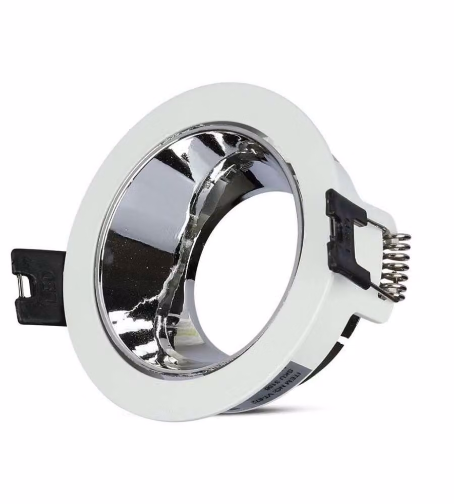 Portafaretto LED da incasso V-TAC rotondo bianco con supporto orientabile cromato per lampadine GU10
