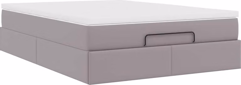 Struttura Letto Pouf con Materasso Grigio 140x200 cm Pelle finta
