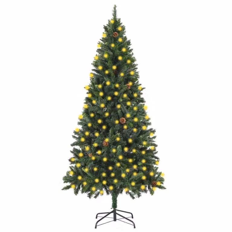 Maison Exclusive - Albero di Natale artificiale con illuminazione e decorazioni, colore verde, altezza 210 cm