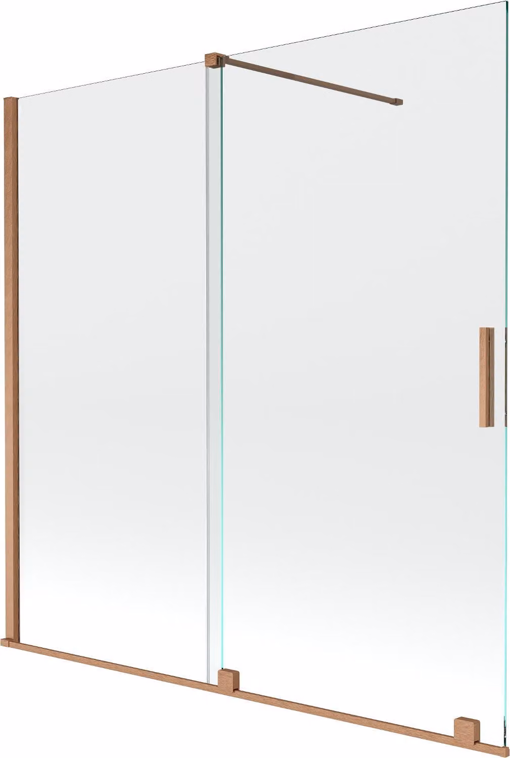 Mexen Velar paratia per vasca da bagno a 2 ante scorrevole 160 x 150 cm, trasparente, rame spazzolato - 896-160-000-01-65