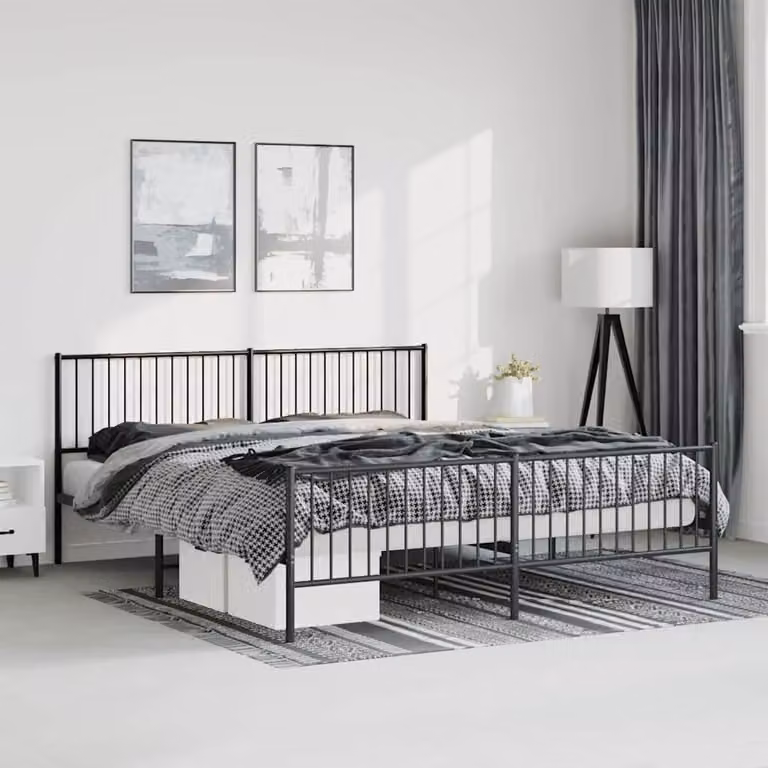 vidaXL Giroletto con Testiera e Pediera in Metallo Nero L: 187 cm, P: 90,5 cm, H: 219 cm