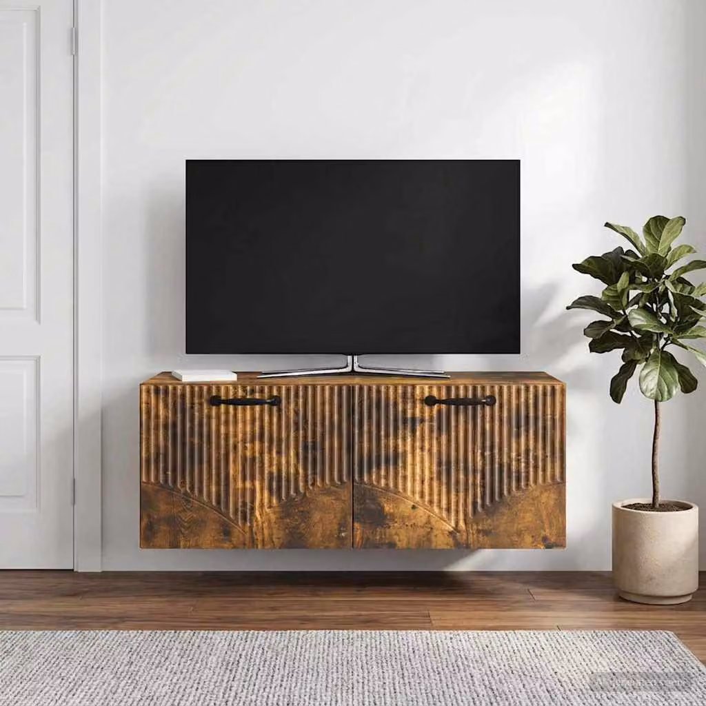 vidaXL Mobile Porta TV da Muro in Rovere Fumo, L 78,5 x P 31 x H 30 cm