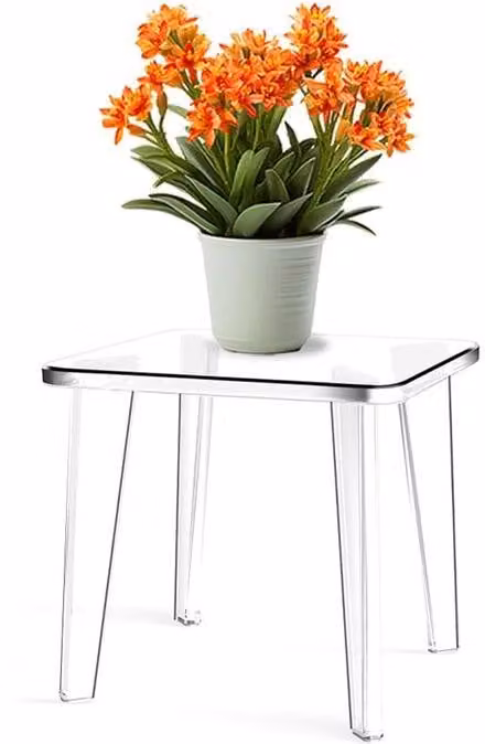 Uniqoos® Poggiapiedi in acrilico trasparente, 27x27x25 cm, antiscivolo con piedini in silicone, capacità portante 150 kg – versatile, ideale come sgabello, poggiapiedi per bagno, soggiorno e cameretta