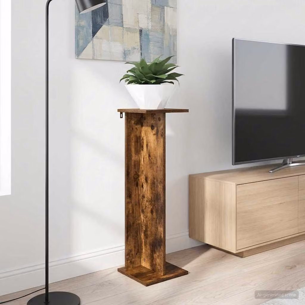 vidaXL Supporto per piante moderno in legno color marrone L/P/H: 25 x 25,5 x 80,5 cm