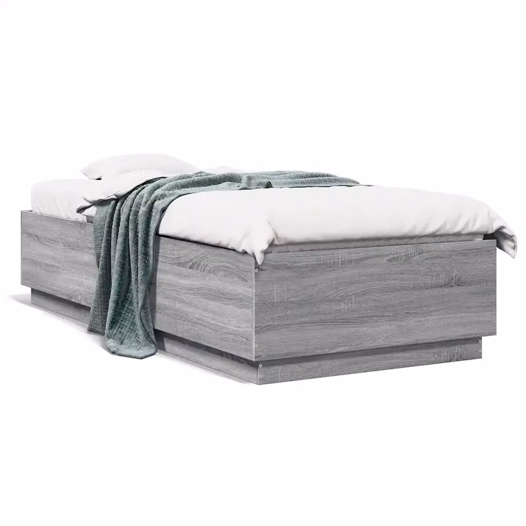 Letto con giroletto Sonoma grigio vidaXL in legno multistrato L/P/H: 200 x 100 x 40 cm – 2