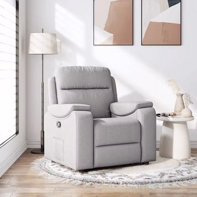 Poltrona Reclinabile Relax vidaXL in Tessuto Grigio con Braccioli e Regolazione Manuale