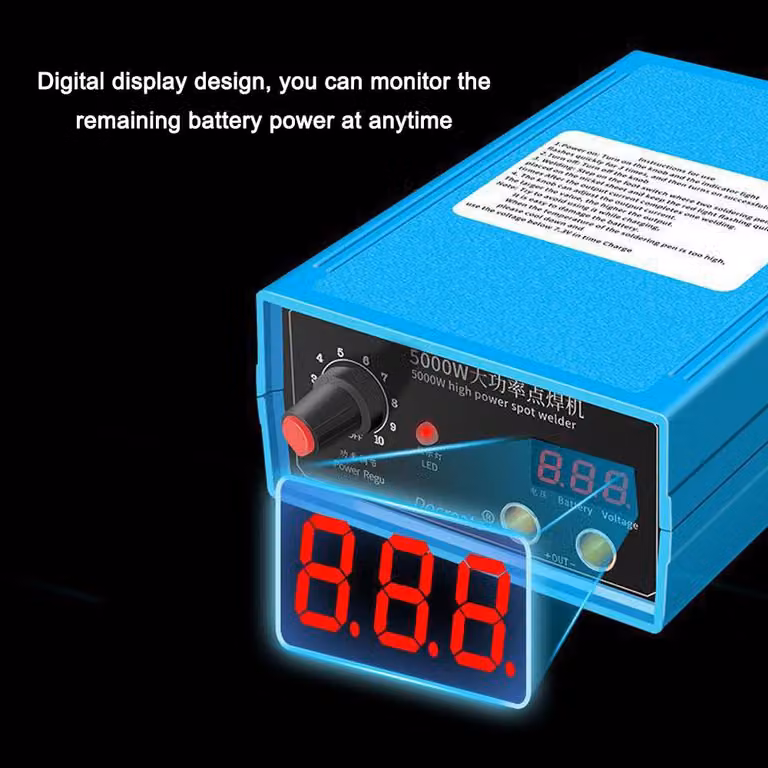 Saldatrice domestica portatile ad alte prestazioni da 5000 W con batteria, elettrodi in lamiera di nichel e display digitale