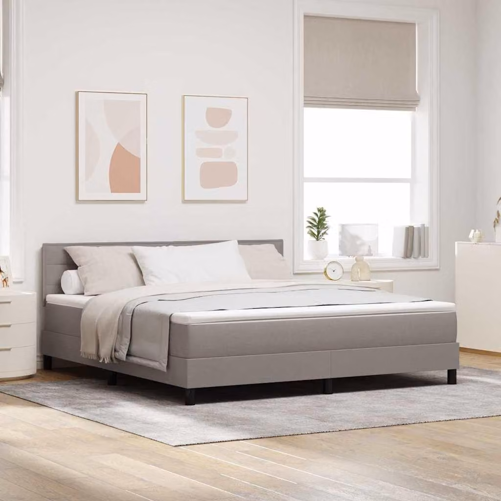 Maison Exclusive - Letto boxspring con strisce luminose a LED, color taupe, 180 x 200 cm, rivestimento in tessuto