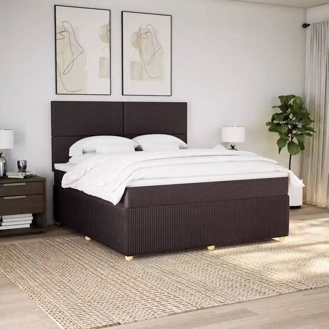 Letto Ibrido vidaXL con Materasso a Molle Insacchettate e Struttura Imbottita, Marrone e Bianco, L/P: 180 x 200 cm