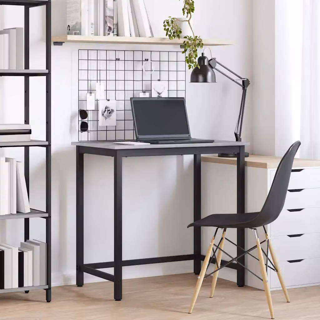 vidaXL Scrivania Moderna Grigia in Legno e Metallo L: 100 cm, P: 50 cm, H: 76,5 cm