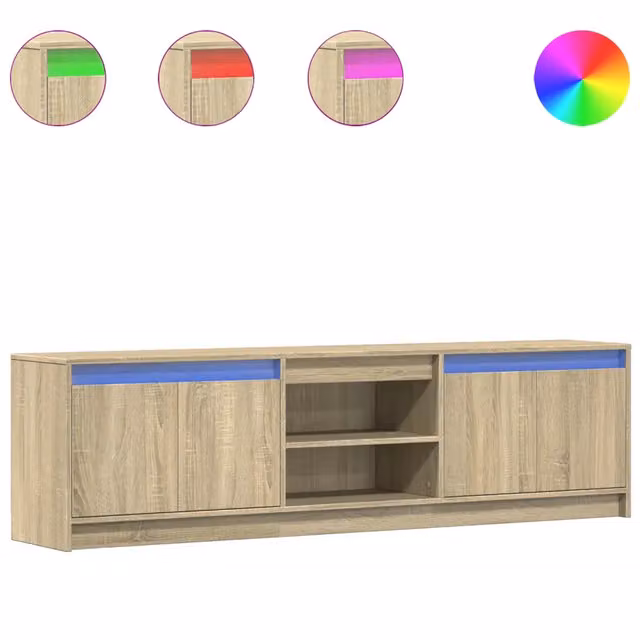 Mobile TV | Armadietto TV | Mobile Porta TV con LED Rovere Sonoma 180x34x50cm in Truciolato