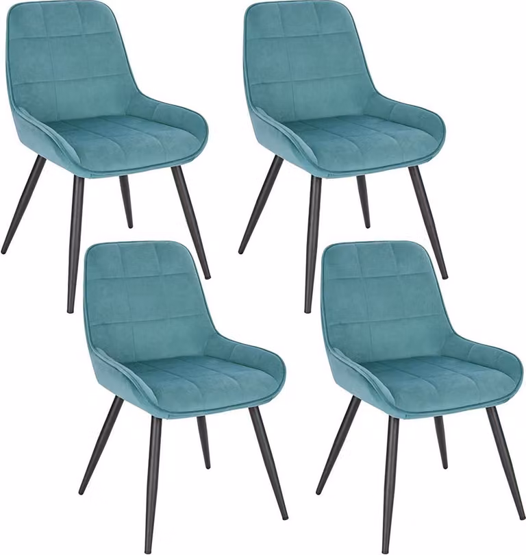 WOLTU set di 4 sedie da pranzo imbottite sedia d'accento in velluto con schienale turchese