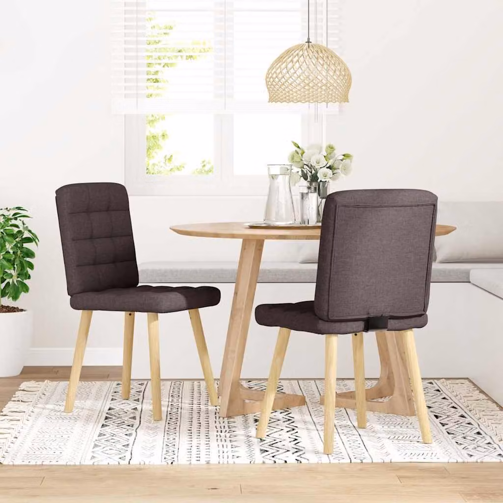 Sedie da Pranzo 2 pz Marrone Scuro in Tessuto