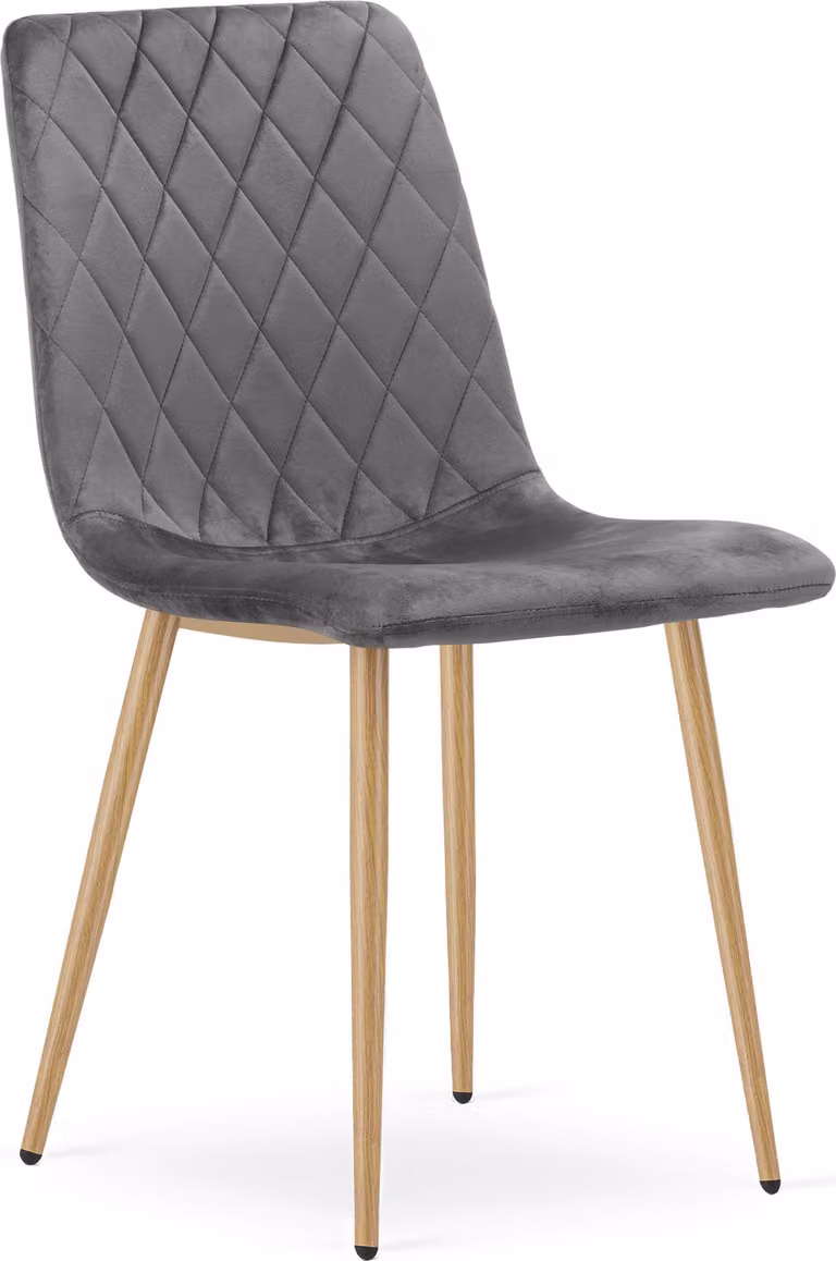 Sedia TURIN - velluto grigio scuro / gambe color legno x 1
