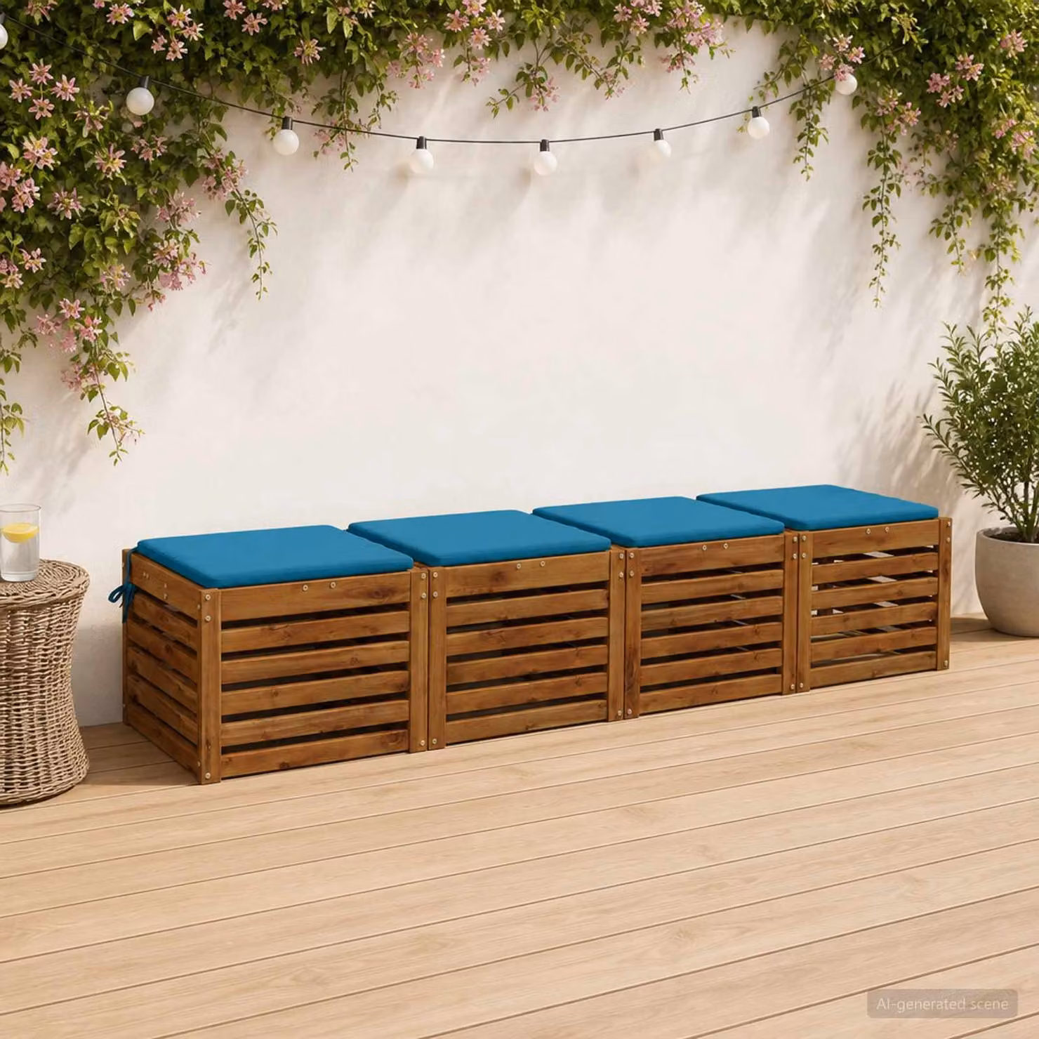 Set di 4 cuscini per sedia vidaXL SOEST in poliestere azzurro con fodera rimovibile e resistenza ai raggi UV