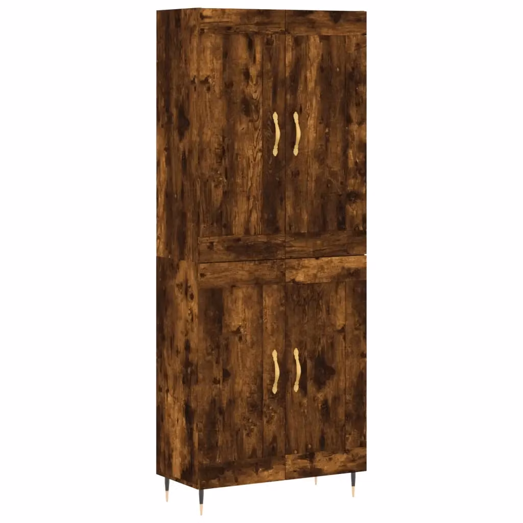 Credenza moderna vidaXL in legno di rovere e metallo, colore marrone, L: 69,5 cm, P: 34 cm, H: 180 cm – 2