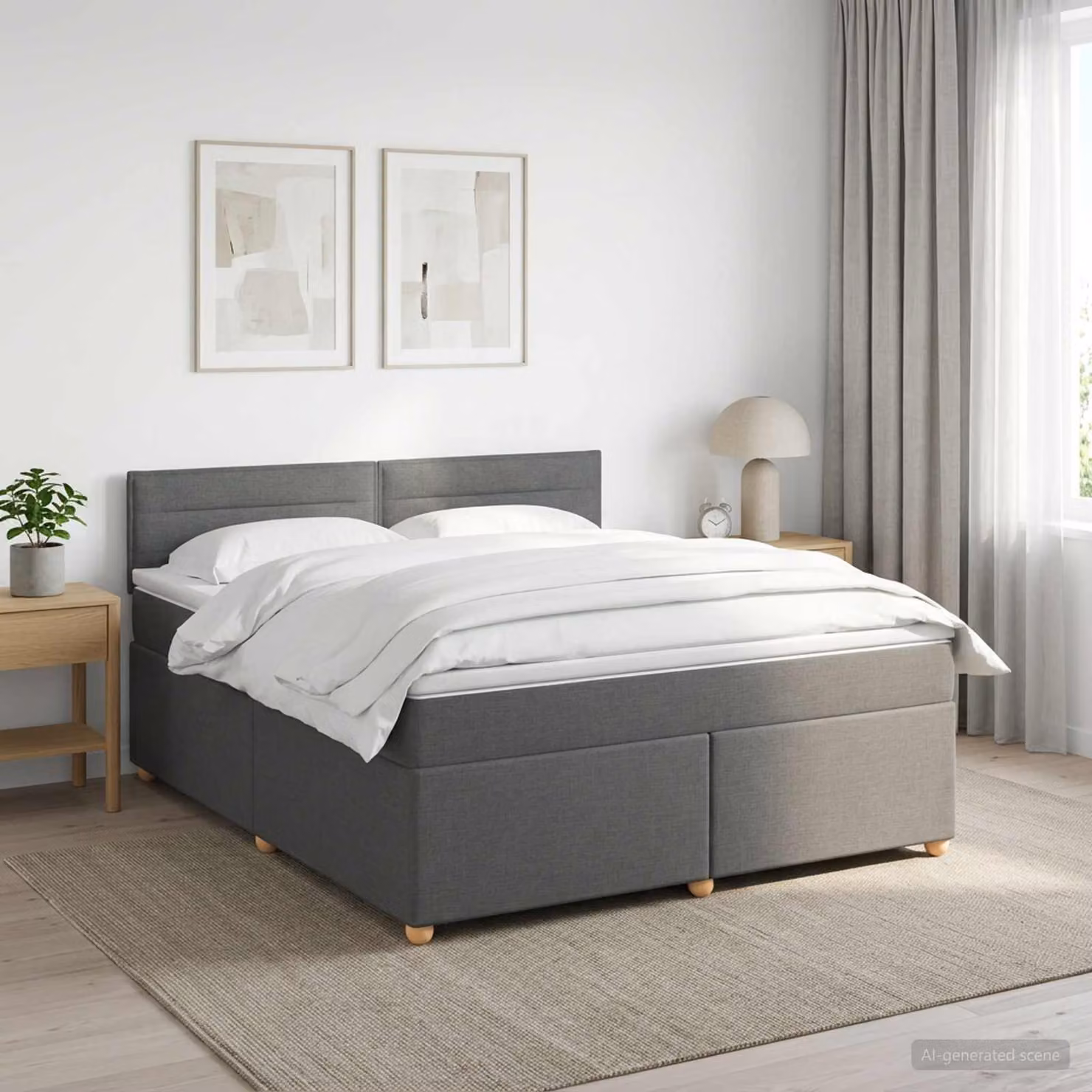Letto box spring ibrido vidaXL con materasso e illuminazione sottostante, Grigio Scuro, L/P: 160 x 200 cm