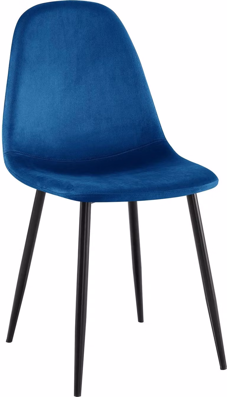 Sedia da pranzo Napier, imbottita con schienale, colore blu. Materiale: velluto