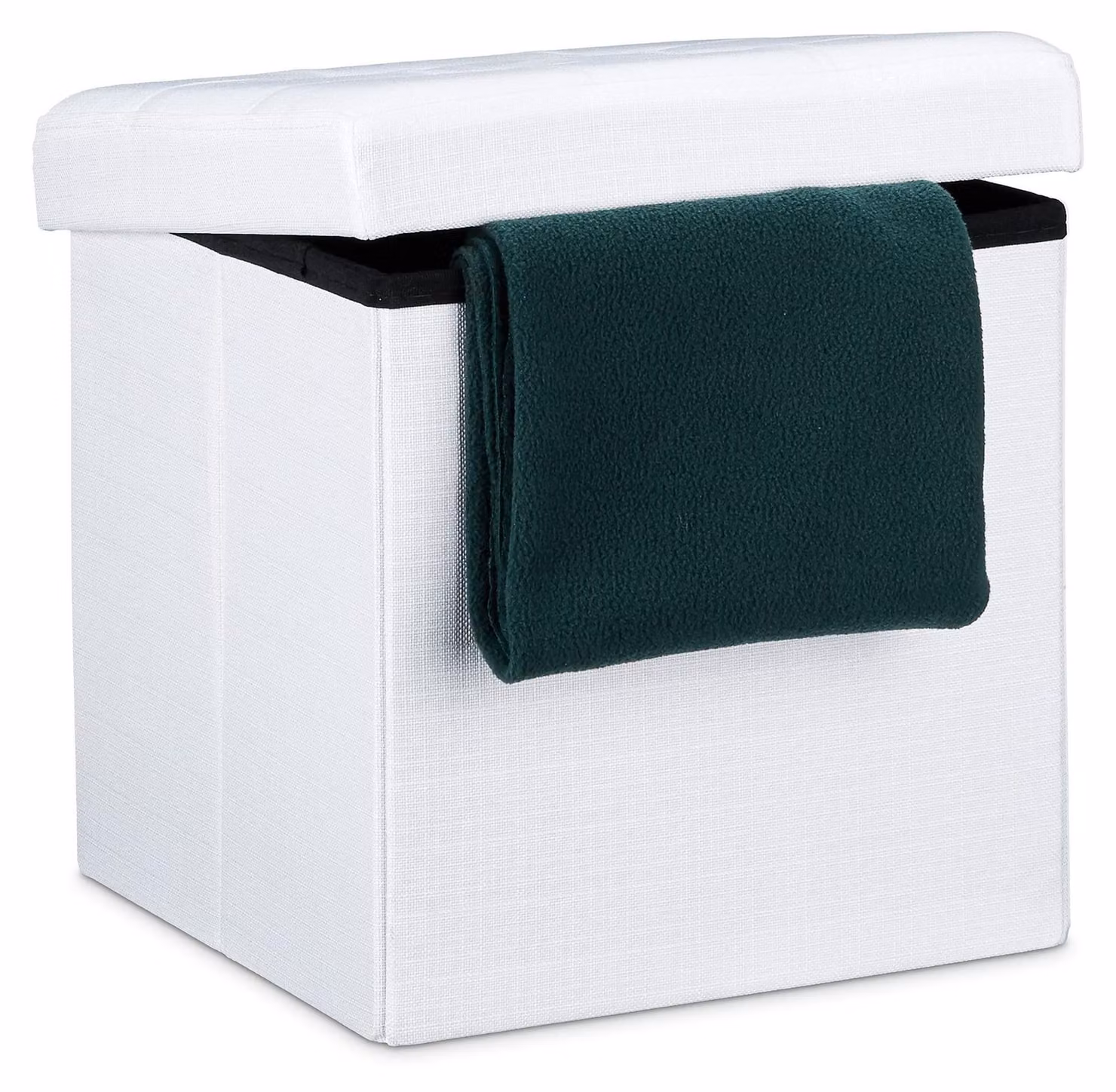 Pouf pieghevole con spazio contenitore, dimensioni 38 x 38 x 38 cm