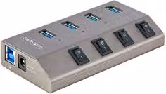 Hub USB Startech.Com con 4 porte USB-A e interruttori individuali, Grigio