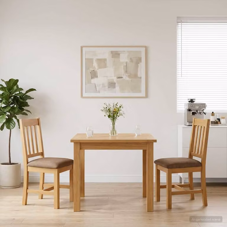 Set di 2 sedie da pranzo moderne vidaXL VENLO in legno di quercia massello, colore marrone e grigio