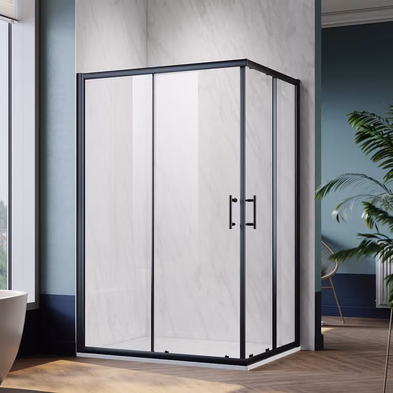 SONNI cabina doccia porta scorrevole angolare 100x120x195cm cabina doccia ingresso angolare doppia porta doccia ESG vetro doccia nero
