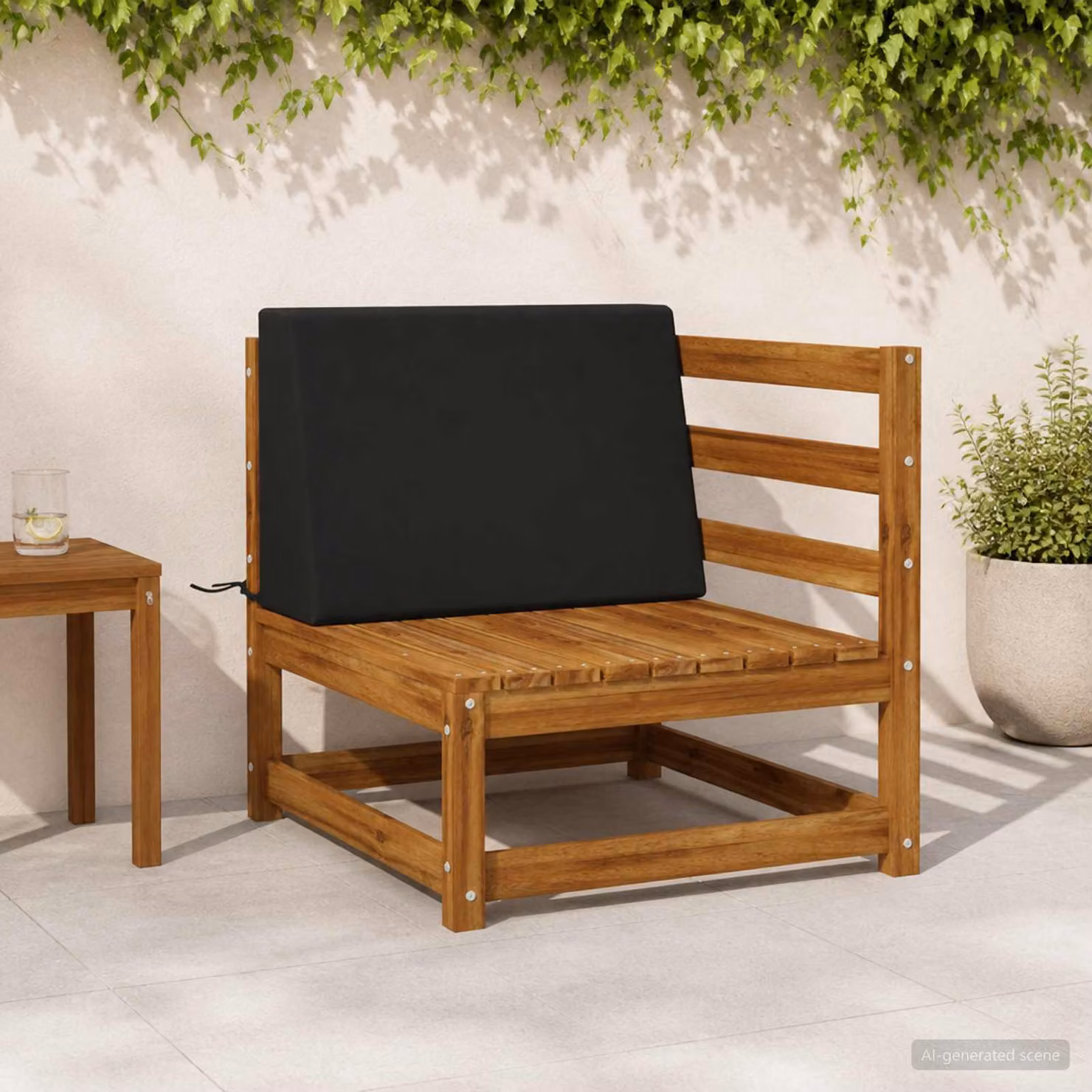Cuscino schienale vidaXL SOEST in poliestere nero L 60 cm x P 20 cm x H 40 cm