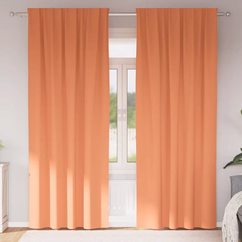 Set di 2 tende blackout vidaXL con anelli in poliestere, colore terracotta, H: 245 cm x L: 140 cm
