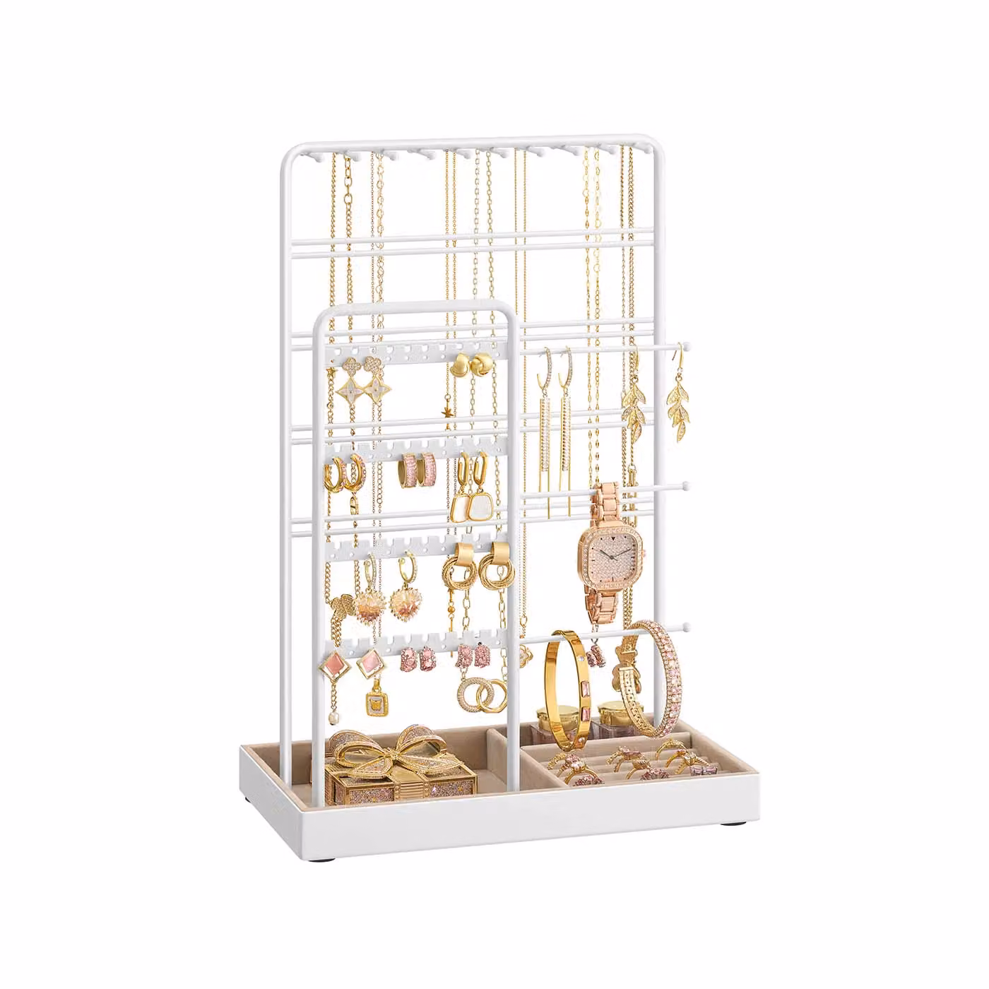 Portagioie Espositore per Gioielli, Bianco Opaco / 14P x 24l x 35,8H cm