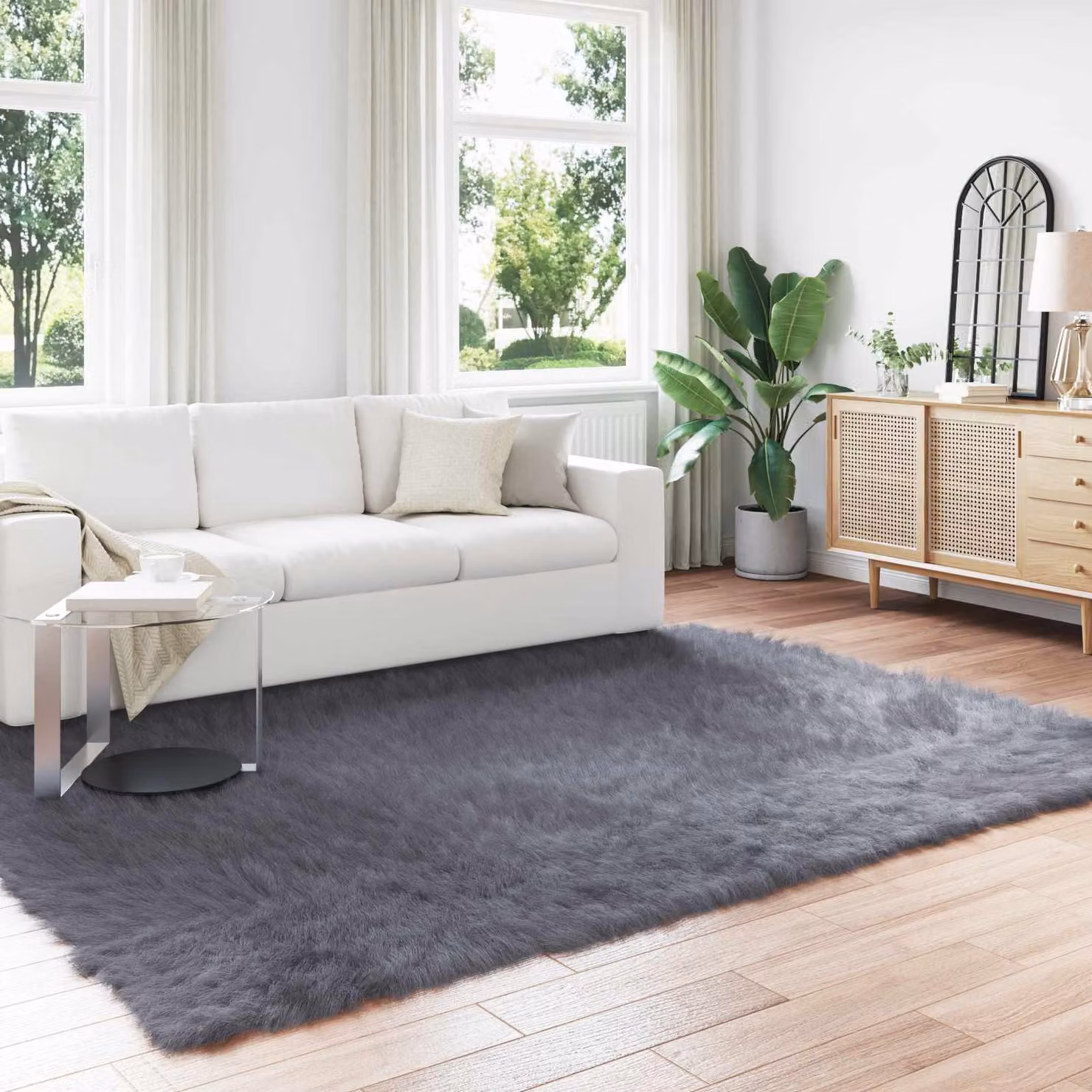 Tappeto moderno vidaXL in finta TAFALLA color Antracite, L: 200 cm x P: 280 cm, in poliestere lavabile