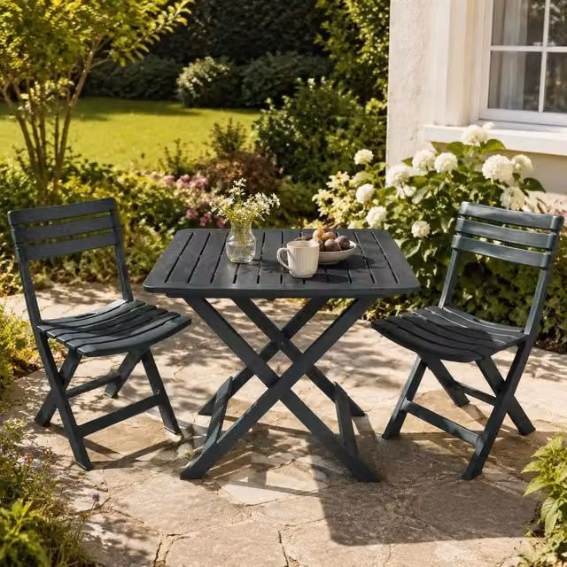 3-piece Foldable Bistro Set, Plastic, Green