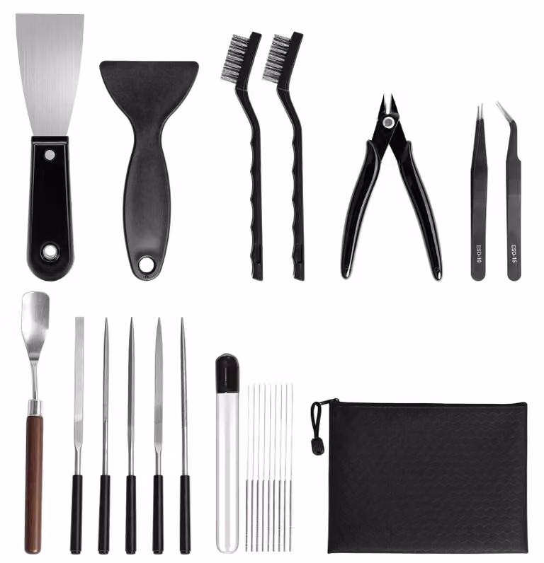 Set universale di 24 utensili per stampanti 3D, con aghi di pulizia e spatola
