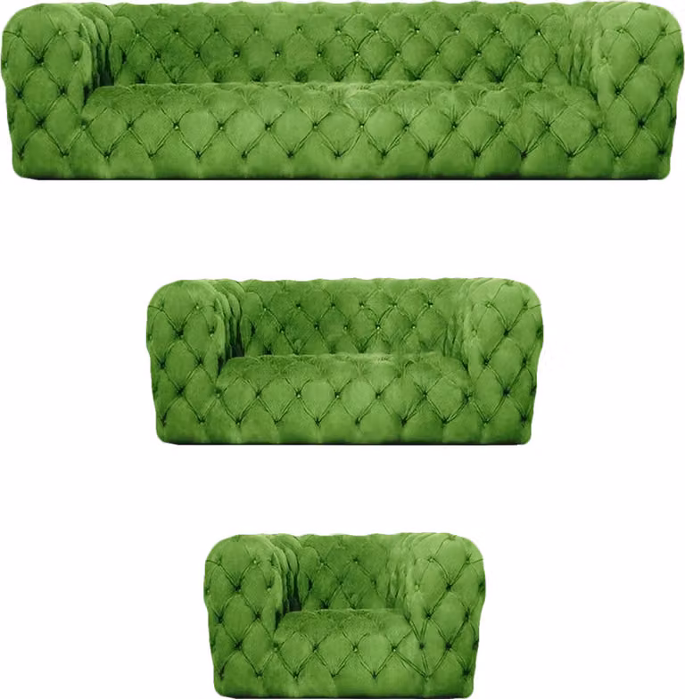 Chesterfield Komplett 3tlg Sofagarnitur Wohnzimmer Modern Textil Sitzmöbel